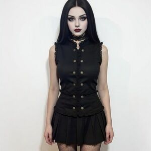 💀 Black ♠️ Sleeveless Button-Up Vest